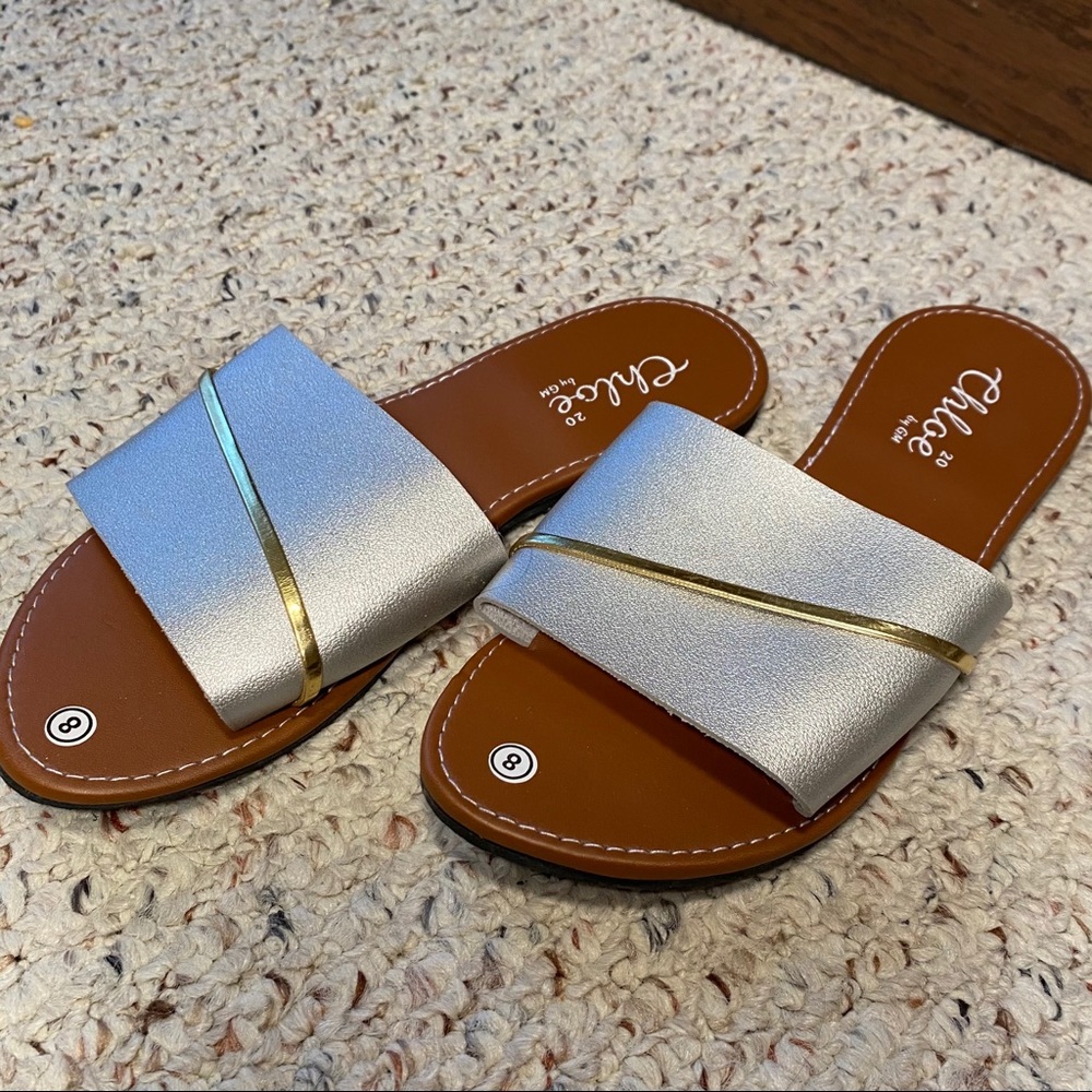 Open Toe Silver Sandals